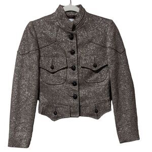 YA-YA by Yaya Aflalo military inspired brown metallic cropped jacket blazer S